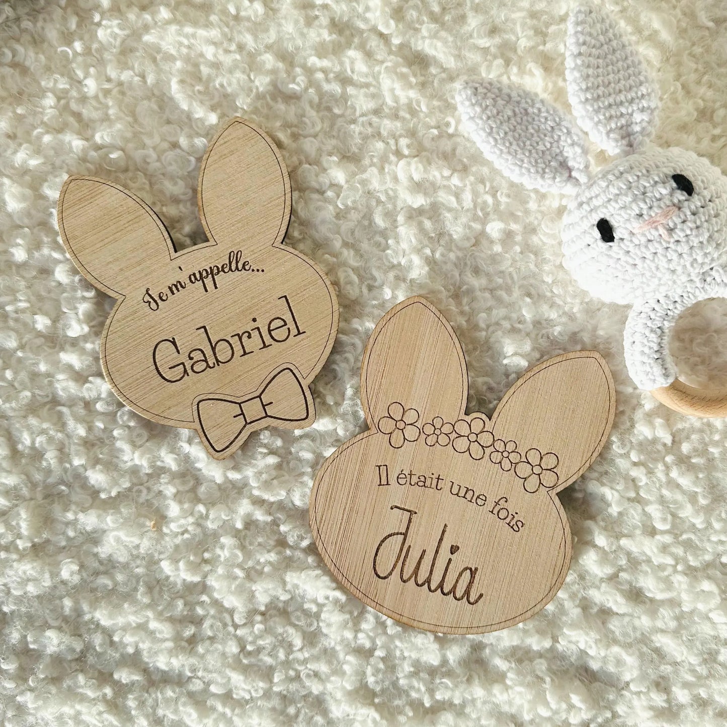 Carte naissance bébé personnalisée Lapin en bois. Carte bienvenue bébé| Souvenir de naissance | Cadeau de Naissance | cadeau bébé | souvenir