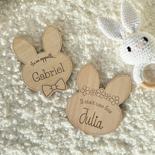 Carte naissance bébé personnalisée Lapin en bois. Carte bienvenue bébé| Souvenir de naissance | Cadeau de Naissance | cadeau bébé | souvenir
