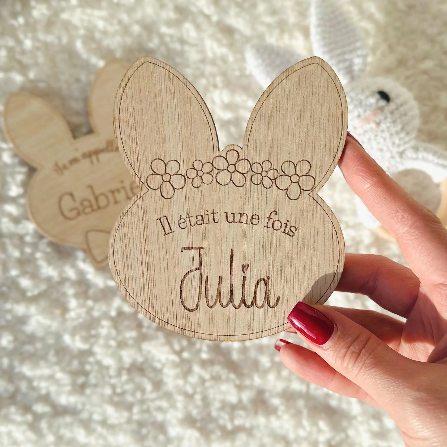 Carte naissance bébé personnalisée Lapin en bois. Carte bienvenue bébé| Souvenir de naissance | Cadeau de Naissance | cadeau bébé | souvenir