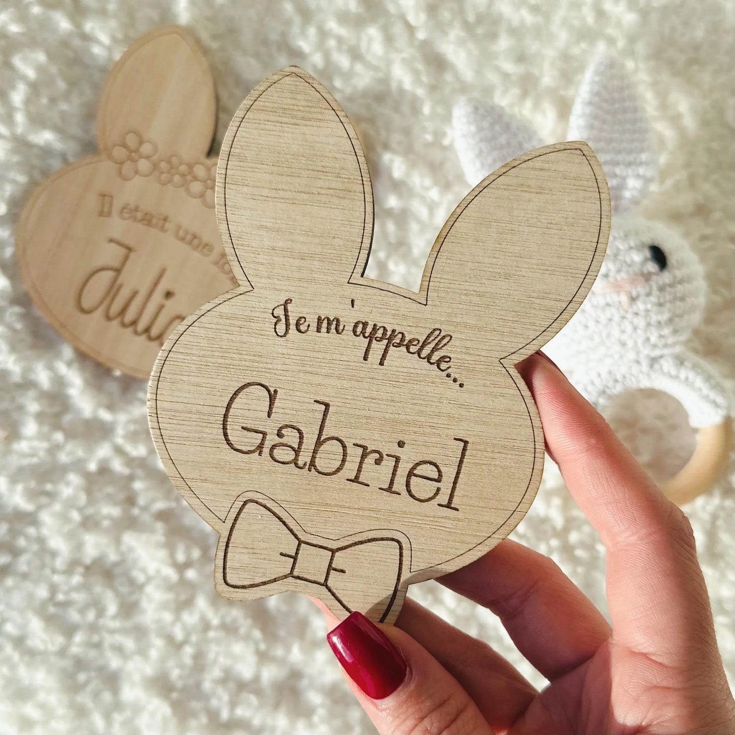 Carte naissance bébé personnalisée Lapin en bois. Carte bienvenue bébé| Souvenir de naissance | Cadeau de Naissance | cadeau bébé | souvenir